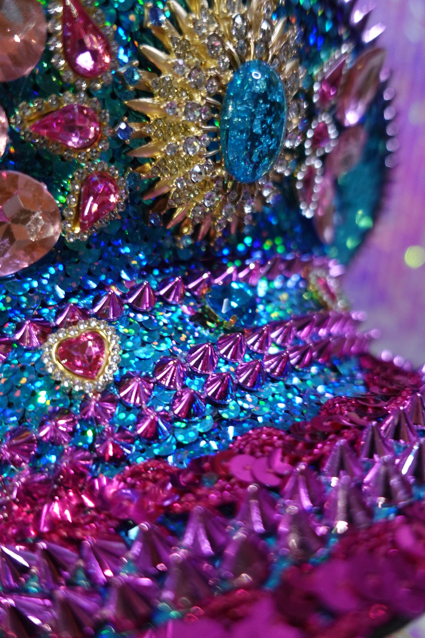 Blue-Magenta sequin steampunk hat