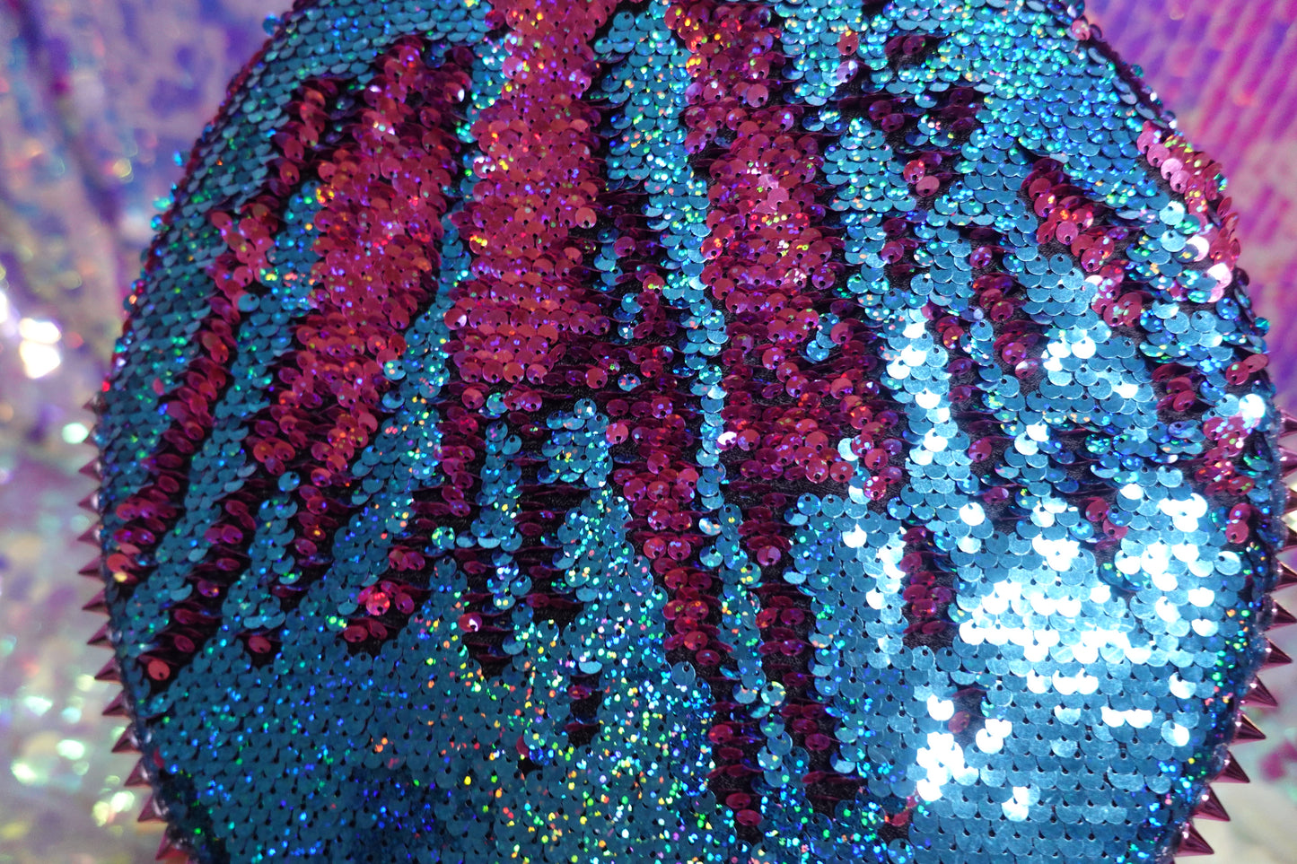 Blue-Magenta sequin steampunk hat