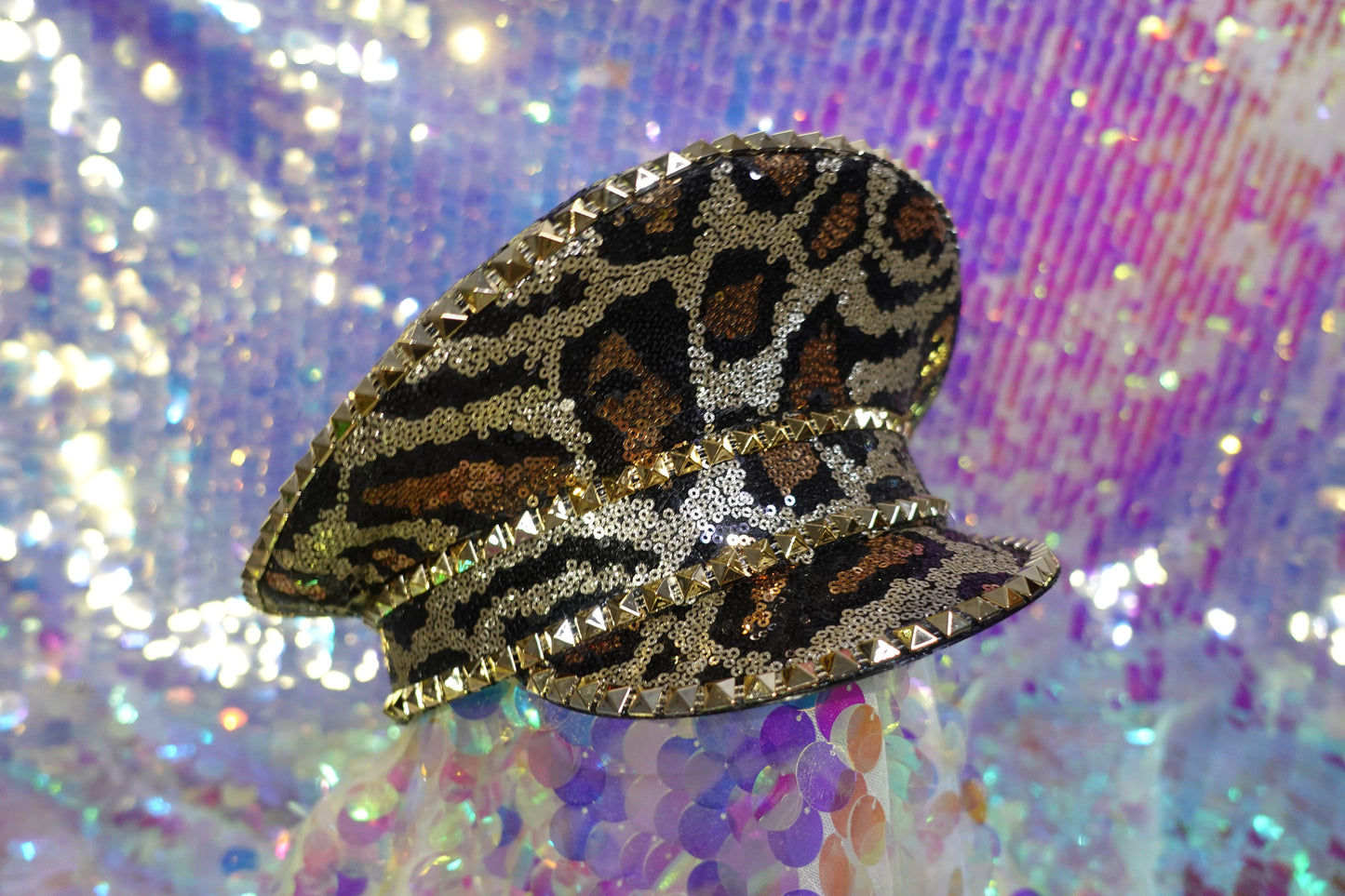 Leopard Sequin steampunk hat with goggles